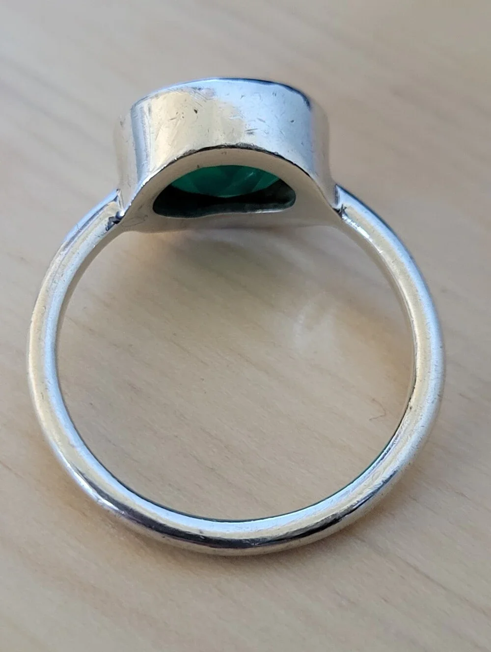Green Onyx/Sterling Silver Ring, Size 7.5